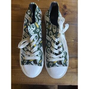 Womens FOCO Green Bay Packers Shoes Size 10 All Over Print Football NFL